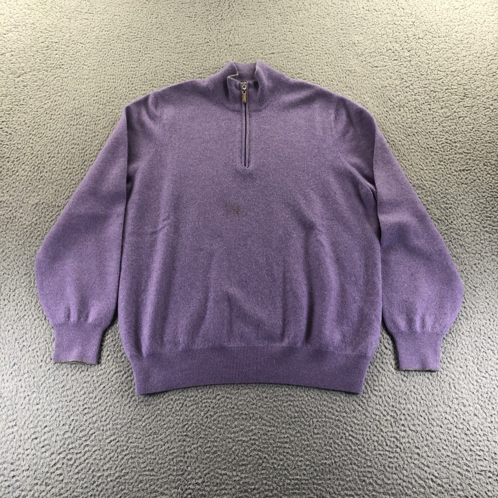 Brunello Cucinelli Sweater Men 58 (Fits Medium) Purple Cashmere 1/4 Zip Pullover